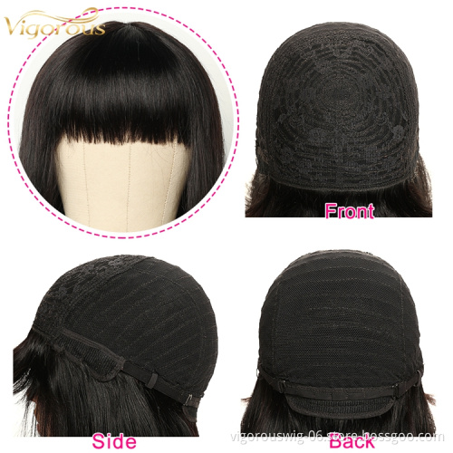 Vigorous cheap price pixie cut bone straight short bob  black natural color brazilian hair weave human wig for african women